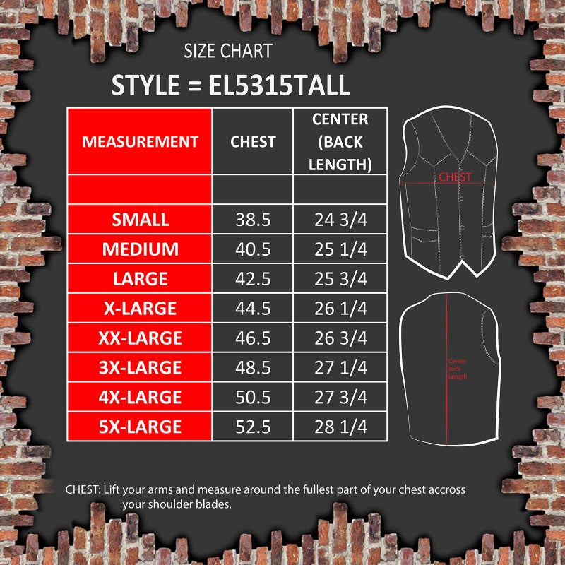EVENT LEATHER EL5315TALL Black Motorcycle Leather Vest for Men's Tall Sizes Riding Club Adult Motorcycle Vests - Medium-Tall - Image 3